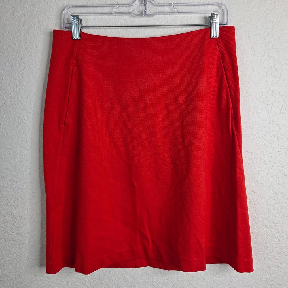 Cabi 3219 Pencil Skirt 4 Red Orange Textured Knit Pockets Office Business Casual